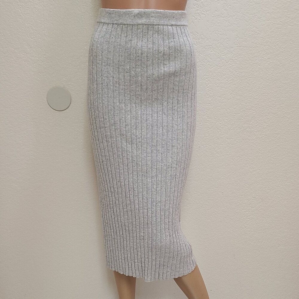 CLUB MONACO STRETCH RIBBED KNIT CASHMERE-WOOL PENCIL SKIRT ELASTIC WAIST sz M